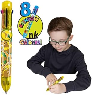 Deluxebase Rainbow Writer - Giraffe, Multicolour Pen from 8 in 1 retractable ballpoint pen, great novelty pens for kids and ideal office or school supplies
