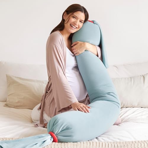 bbhugme Adjustable Pregnancy Pillow – Full Body Support for Side Sleeping - Adjustable Firmness and Shape - Supports Back, Legs, Belly, Hips for Pregnant Women - Removable Cover - Eucalyptus