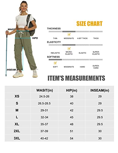 Blooming Jelly Women's Waterproof Hiking Pants Lightweight Cargo Pants Quick Dry Jogger Pants For Women With Pockets Loose Fit (Small, Army Green) #TOP5