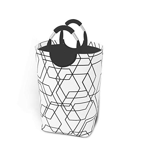 Panier à linge, panier à linge, organisateur de jouets, panier de pépinière étanche 50L, motif de carreaux avec ornement noir et blanc