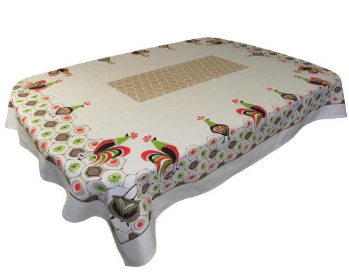 MODA Early Bird Vintage Style Rooster Tablecloth, 52