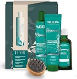 WELEDA Bio Haarpflege Geschenk Set - Naturkosmetik Geschenkbox Pflegeset bestehend aus Rosmarin Haartonikum, Shampoo, Conditioner & Kopfmassagebürste. Optimal zur täglichen Pflege von Haar & Kopfhaut