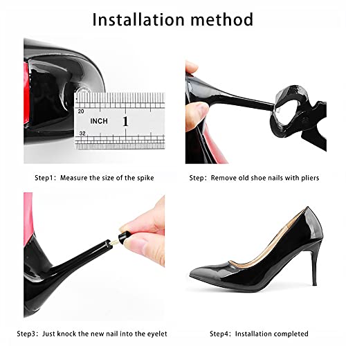 Image of SooGree High Heel Caps Protectors - Replacement Kits with Dowels for High Heel Shoes, 10 Pairs Black, Metal Pins- 2.4mm,3mm