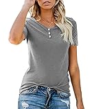 ❤️Material: 65% Baumwolle, 35% Polyester. Das Material des Kurzarm-T-Shirts für Frauen liegt sehr weich und angenehm auf der Haut. Mehrfarbige Farben zur Auswahl, trendig und elegant.