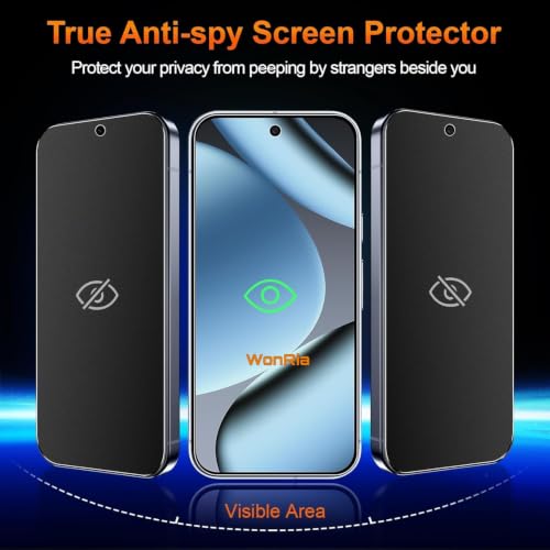Image of WonRia Pack 1- Matte Privacy Tempered Glass for Pixel 9 | Pixel 9 Pro 5G [FingerPrint Unlock] Screen Guard Protector | Anti-Spy | Anti Glare | Case Friendly - Installation Kit
