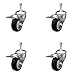 Stainless Steel Polyurethane Swivel Threaded Stem Caster Set of 4 w/3" x 1.25" Black Wheels and 3/8" Stems - Includes 4 with Total Lock Brakes - 1200 lbs Total Capacity - Service Caster Brand