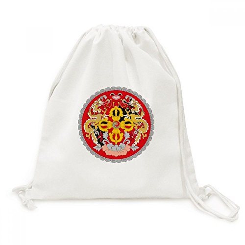 Toile sac à dos cordon Bhoutan emblème national confection soignée pour voyageur exigeant