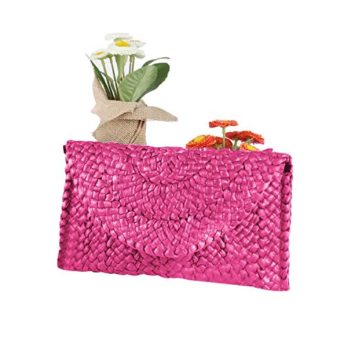 Image of Fecialy Straw Clutch Purses Straw Purses for Women Envelope Woven Clutch Handbags Summer Beach Bags