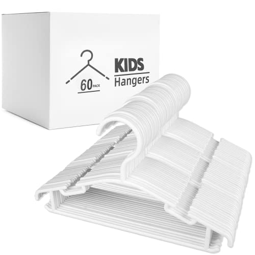 Image of GoodtoU Kids Hangers 60 Pack Baby Hangers White Plastic 11.8 inches