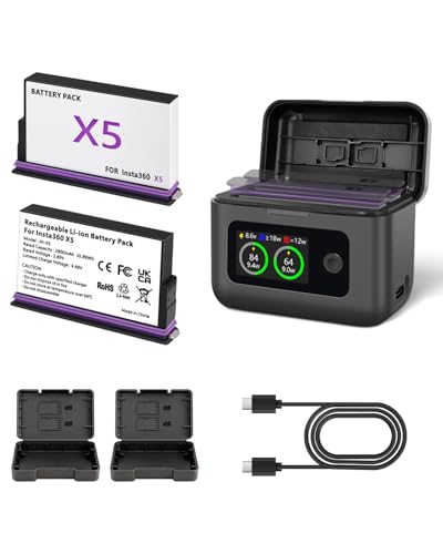 Insta 360 X5 2-Pack Replacement Batteries with Charger