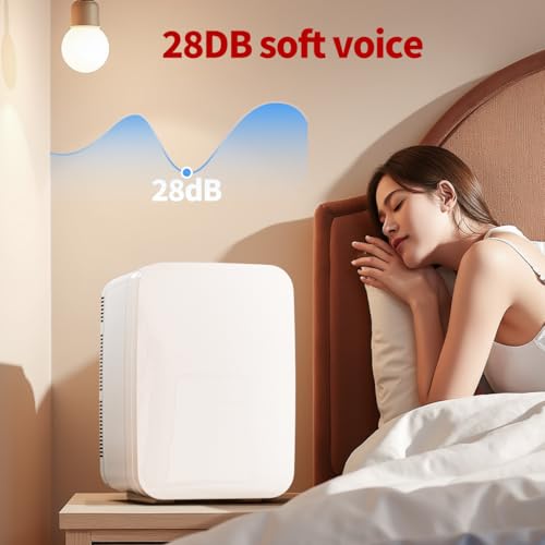 Image of Mini Fridge for Bedroom - 10 Liter /15 Can Portable Refrigerator for Dorm, Office, Car - Quiet Cooler & Warmer for Food, Drinks, Makeup & Skincare - AC /DC Power Supply