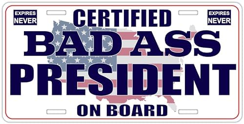 Certified Badass President On Board | Funny Personalized Career Gag Gift Idea Novelty Metal License Plate Tag image 2