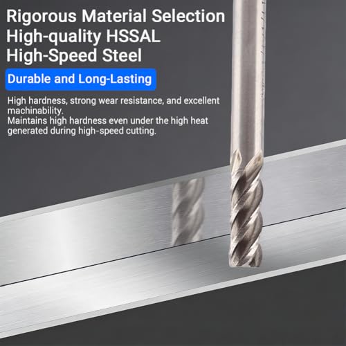 Image of 1 /4 Inch 4 Flute Square End Mill, Straight Shank HSS End Mill Cutter for CNC Milling Machine, Metalworking Cutting Tool 1 /4″ Working Diameter 20mm LOC