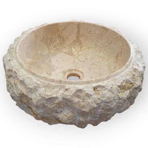 Marmo Bacino Cava Pietra - Ciotola Lavabo IN 2 Misure - Libera Installazione Lavandino Di Chiaro Marmo (Ø 40 CM)