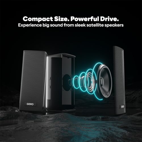Image of Govo Gosurround 945 Pro Home Theatre Soundbar, 260W, 5.1 Channel, with Subwoofer and Satellite Speakers, Bluetooth 5.3, HDMI ARC, AUX, USB (Platinum Black)