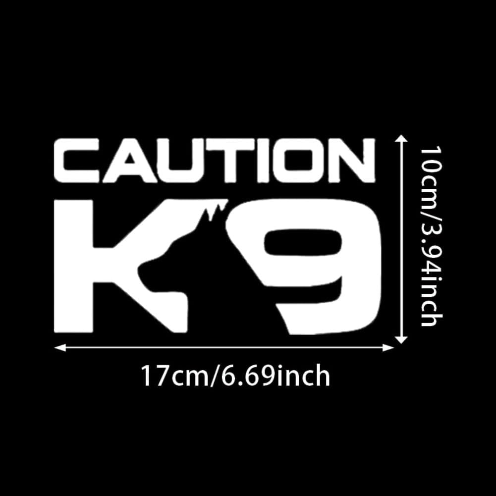 2PCS Caution K9 Car Stickers, 6.69"x3.94" Waterproof Vinyl Decal for Bumper, Rear Windshield, Truck, Wall, Laptop, German Shepherd Decal | Car Accessories | #AZ187 (White) - Image 2