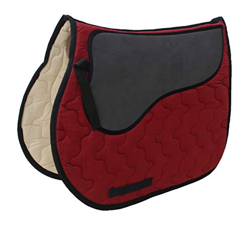 CHALLENGER Horse Saddle Pad English Quilted All-Purpose Shock Absorbing Gel Maroon 72TS19MR