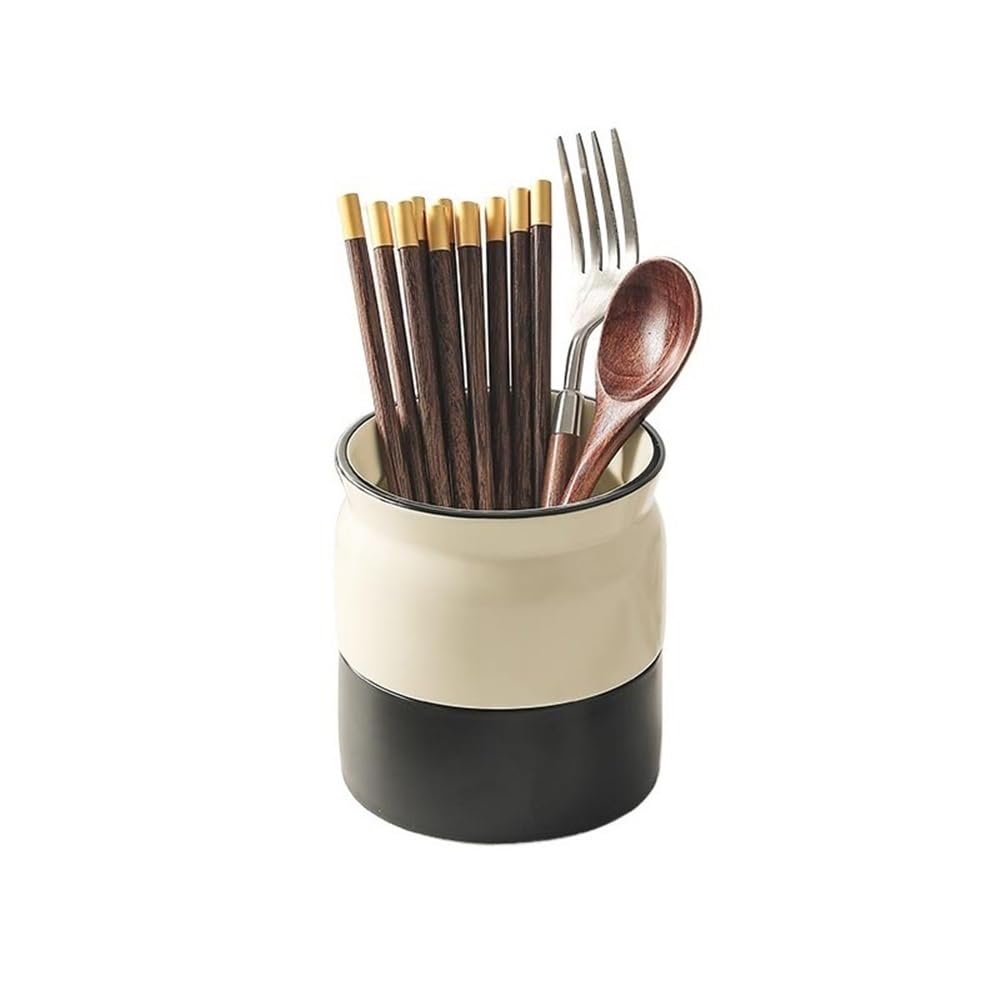 E7v2t9k6 One Color Cooking Utensil Holder Utensil Holder Caddy, Ceramic For Countertop, Vintage Crock Cutlery Organizer(Large)