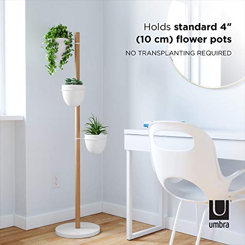 Umbra Floristand Planter, Freestanding Plant Storage, White/Natural #TOP2
