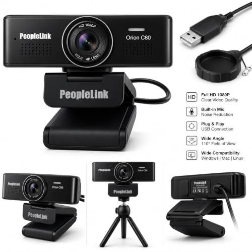 Image of Orion C80 Full HD Webcam -1080p @30fps, 120 Field of View,Built-in Dual Mic,Plug and Play Setup for Video Call, Streaming, YouTube and More,Privacy Shutter with 4X Digital Zoom