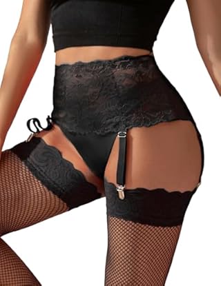 Foto di ohmydear Reggicalze Sexydonna in pizzo Guepiere con 4 Pinze Giarrettiera a vita alta Regolabili Reggicalze per Calze Autoreggenti Lingerie Intimo Sexydonna Hot Taglia forti