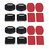 2.Fácil de instalar y operar Zinniaya 16 Unids / 8 Sets Cámara de Acción Deportiva Casco de Montaje Adhesivo Curvo Plano Casco Base Fija Kit de Accesorios para Gopro Hero