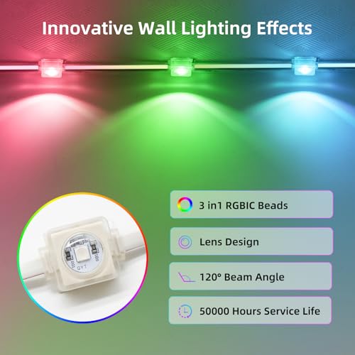 Qeeanmo Permanent Outdoor Lights for House,60ft Smart Eave Light with 36 LED,DIY RGB+IC Outdoor Lights for Christmas Party Daily Decorations,IP67,Alexa & Google Assistant Compatible by Qeeanmo - Image 8