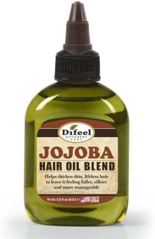 Difeel Jojoba Oil Hair Oil Blend - Travel Size 2.5 oz. - Lightweight Hair & Scalp Moisturizing Oil for Dry, Damaged & Frizzy Hair, Adds Shine & Softness