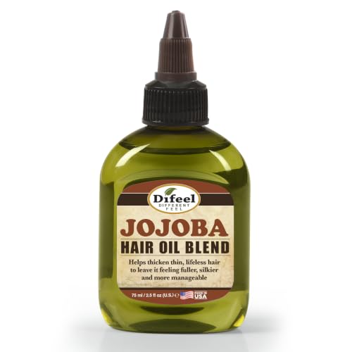 Image of Difeel Jojoba Oil Hair Oil Blend - Travel Size 2.5 oz. - Lightweight Hair & Scalp Moisturizing Oil for Dry, Damaged & Frizzy Hair, Adds Shine & Softness