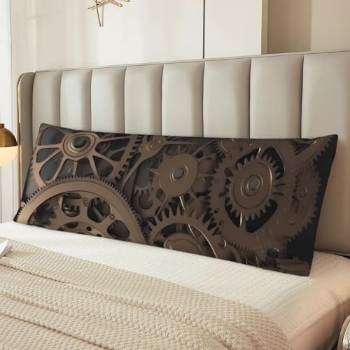 Housse de coussin longue steampunk respirante avec fermeture éclair cachée