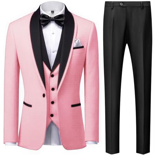 Mens Suits Tuxedo Set Slim Regular Fit 3 Pieces Jacket Blazer Tuxedos Men for Wedding Groomsmen Formal Prom Party