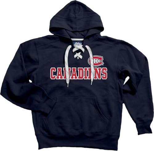 Blue 84 Montreal Canadiens NHL Officially Licensed Lace Up Hockey Hooded Sweatshirt, Medium Team Color