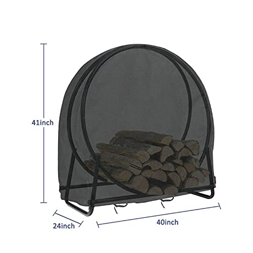 Vecksoy Brandhout Log Rack Cover, 420D Oxford Ronde Houten Frame Cover Outdoor Patio Tuin Log Rack Weerbestendig… - Image 3