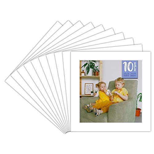 Golden State Art, White Photo Mat - Acid-Free - Bevel Cut - 10 Pack, 18x18 for 14x14 Pictures