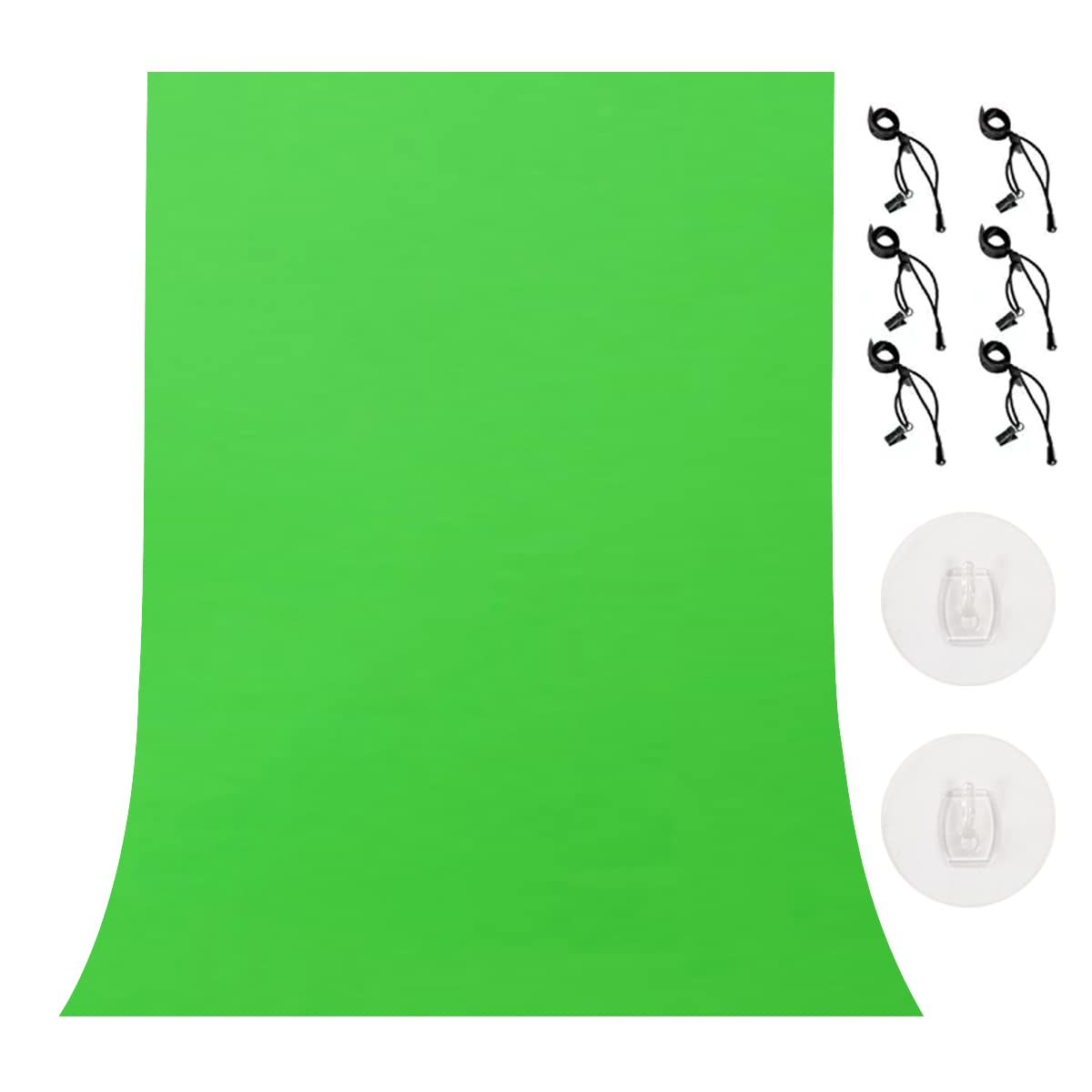 LYLYCTY 5x8ft Green Non-Woven Fabric Background Solid Color Photo Backdrop Studio Photography Props with 6X Clips,2X Traceless Transparent Hook