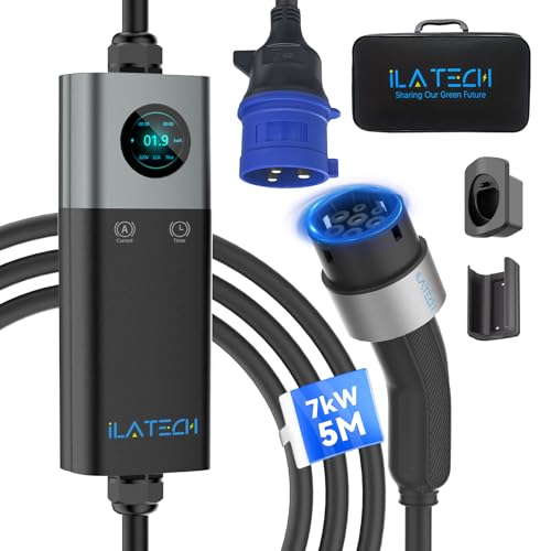 iLa Tech Wallbox Tipo 2 7kW, Caricatore EV 32A con Cavo 5m