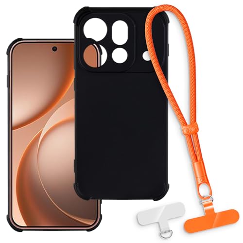 OAGELIM 2-in-1�ی�P�[�X�ƃ��X�g�X�g���b�v OPPO Find X9S Pro 5G China 2026 �Ƃ̌݊������� ���O���\�ȃ��j���[�h�t���d�b�J�o�[�A����~�ߕ����h�~�O���b�v�n���h�� (�u���b�N + �I�����W)