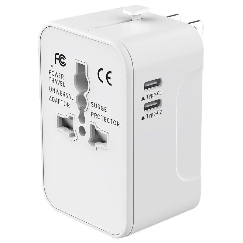 Softy 45W Dual Type-C Universal Travel Adapter with Type C,4in1 Universal Adapter Plug, Travel Essentials Accessories with 1 USB, 2 USB-C,Adapter for Phone, Laptop, Mobile,Tablet SC-04 (White)-image-23