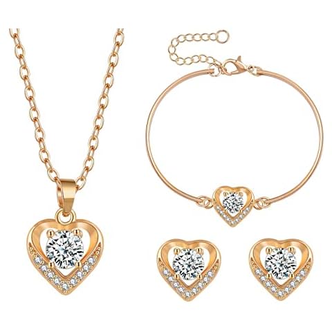 Rumnoke Gold Heart Jewellery Set for Women Cover
