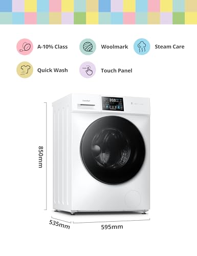 COMFEE' Freestanding Washing Machine,10KG Load,A-10% Class, 1400RPM, Steam Care,BLDC Motor,Woolmark,Touch Panel,White-CFP03EW100W-UK - Image 3