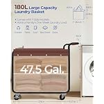 Kayfia 180L Rolling Laundry Hamper, Laundry Basket with Wheels, Beige - Image 2