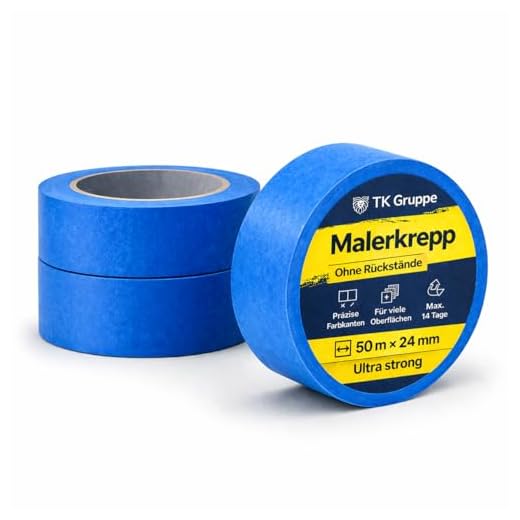 5x Malerkrepp 50 m * 38 mm / 250 Meter - Kreppband Klebeband Abklebeband Painty Tape für einfaches Streichen & Malerarbeiten