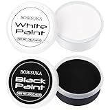 BOBISUKA 白+黒 フェイスペイント 黒 白ドーラン-舞台用メイク プロ用子供用ボディペイント 敏感肌にも適応 ハロウィーン、コスプレ、パーティーメイクに最適