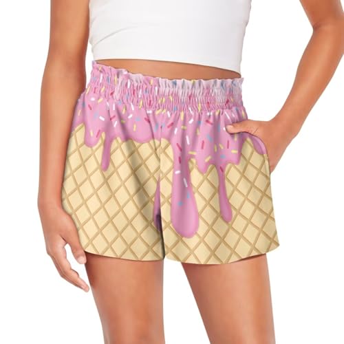 Youngerbaby Girls Sport Shorts Athletic Tennis Shorts with Pockets High Waisted Running Pants