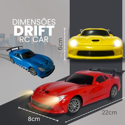 Carro de Controle Remoto Drift 1:20 com Farol de LED, Controle Volante, Pneus de Borracha, Caixa Mal