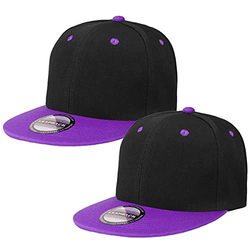 Image of Classic Snapback Hat Cap Hip Hop Style Flat Bill Blank Solid Color Adjustable Size