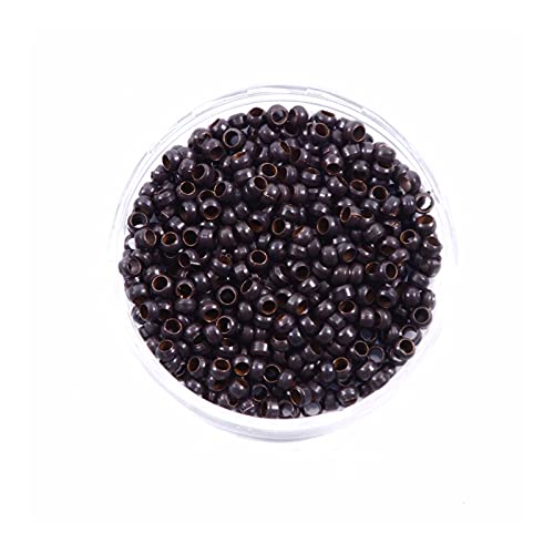 LSNDF 1000Pcs Non-Silicone Nano Ring Nano Lined Beads for Nano Ring Hair Extensions Hair Tinsel Feather Hair Extensions（2.5mm, Dark Brown）