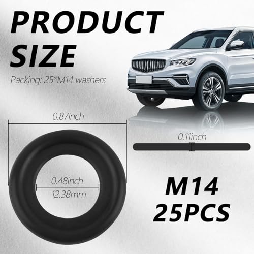 Image of 25PCS M14 Oil Drain Plug Gasket,Rubber Crush Washer Oil Drain Plug Compatible with Chevrolet Replacement OEM# 12616850,Oils Plugs Crush Washer for Reducing Oils Spillage (M14)
