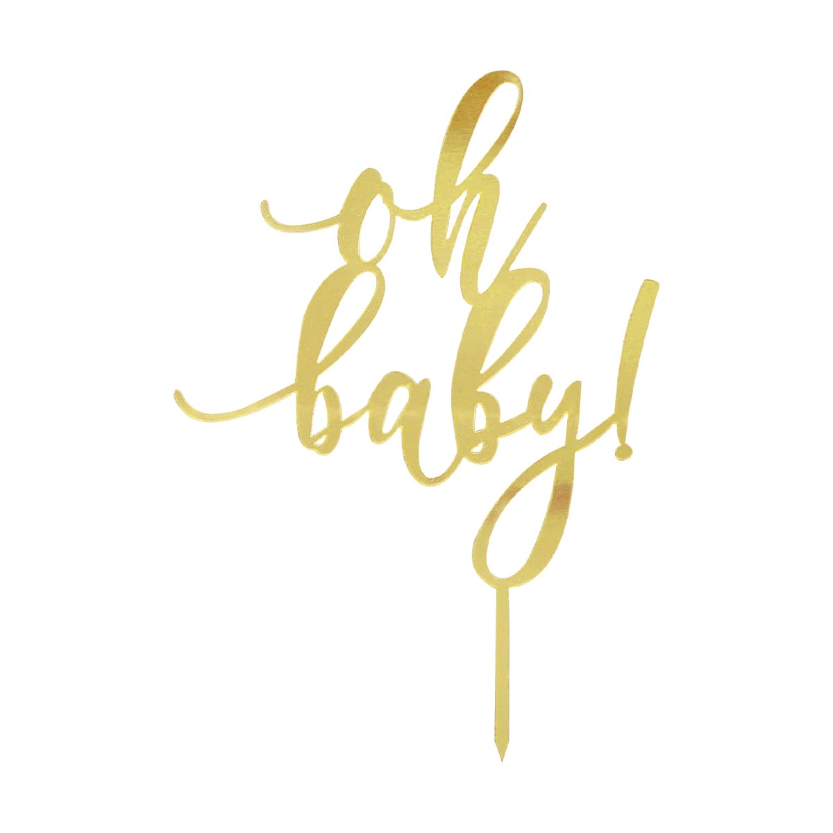 Gold Oh Baby Cake Topper - Acrylic Happy Birthday, Baby Shower Cake Decoration for Anniversaries (Gold)