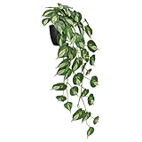 GnFlus Artificial Pothos Ivy Plant with Pot Artificial Light Green Leaves Featuring for Home Shelf Decor Indoor Silk Artificial Plant Large